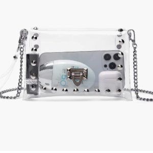 Silver Clear Purse Crossbody Bag with Rivets for Women